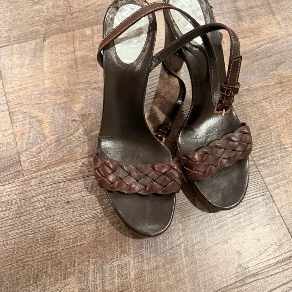 Gucci Dark Brown Braided Heels